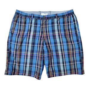 TOMMY BAHAMA Shorts Mens 36 Blue Tartan Plaid REVERSIBLE Chino Outdoor Casual